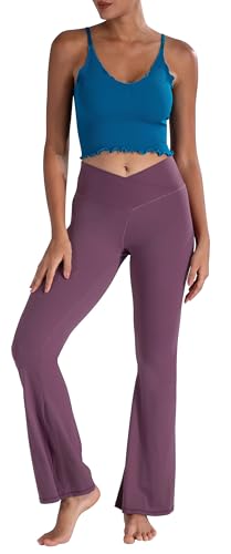 Image of Sunzel Flare Leggings, Crossover Yoga Pants with Tummy Control, High-Waisted and Wide Leg