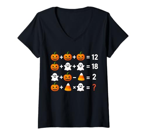 Womens Funny 6 7 Meme 67 Halloween Order of Operations Math Teacher V-Neck T-Shirt