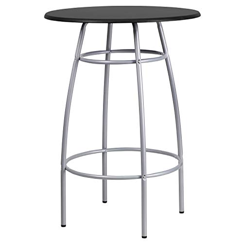 Flash Furniture Daria Bar Height Table Set With Padded Stools Black #TOP7