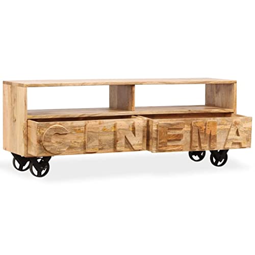 Tv Cabinet,Tv Table,Rustic Tv Stand,Media Cabinet,Tv Desk Storage Rack,Media Console Table With Storage Cabinet,Industrial Contemporary Tv Cabinet, Sideboard, Solid Mango Wood 47.2"X11.8"X18.9" #TOP2