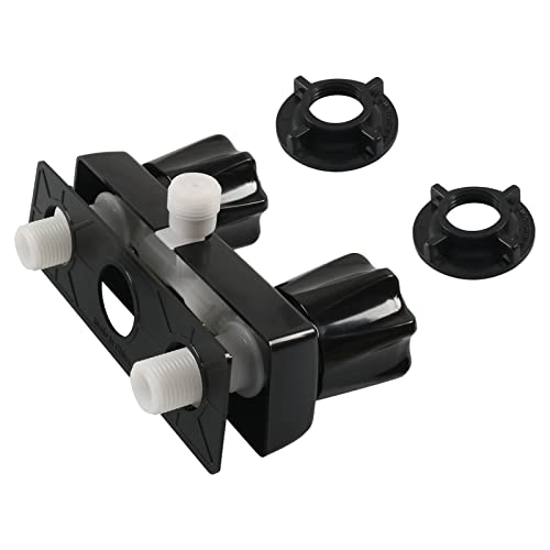 kingsea Válvula de repuesto para grifo de ducha RV, válvula de grifo de ducha de remolque con 2 manijas de perilla, desviador de válvula de ducha RV de 4 pulgadas para ducha interior y exterior, negro Cover