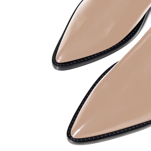 sarawill Women's Pointed Toe Flat Ankle Boots Fashion Patent Side Zipper Low Chunky Heel Booties Fall Winter Office Wedding Dress Chelsea Boots for Women3