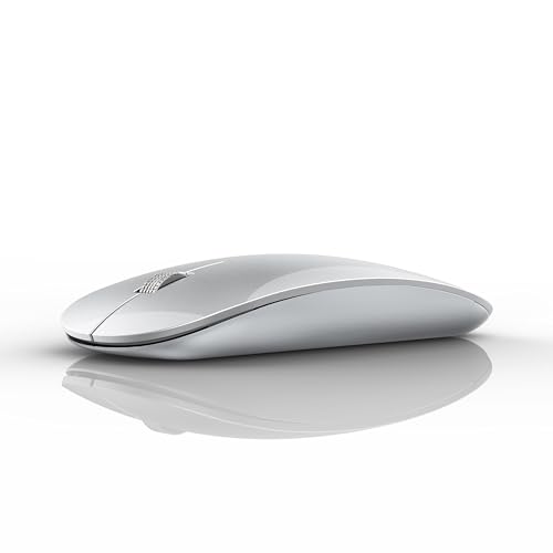 Image of Offbeat - Atom Dual Bluetooth 5.1+5.1 & 2.4Ghz Wireless, Type-C Rechargeable 100 Hours Battery Silent Click Mouse, Triple Device connectivity Windows, Mac, iOS, Android (Silver)