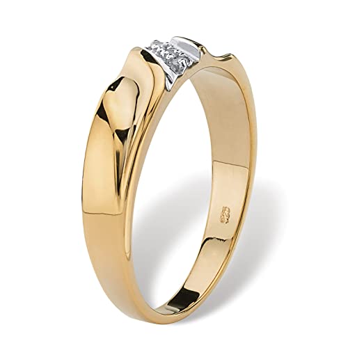 PalmBeach Men's Yellow Gold-plated Sterling Silver Genuine Diamond Accent Wedding Band Ring (2.5mm) Sizes 9-132