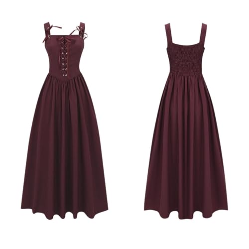 Robe médiévale longue sans manches style bohème décontractée couleur unie