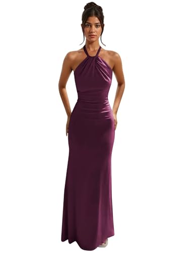 BANTRATIC Mermaid Bridesmaid Dresses for Women Halter Backless Formal Prom Party Evening Wedding Guest Gown