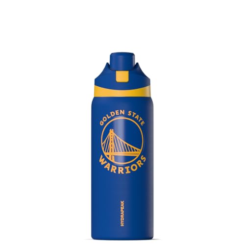 Hydrapeak x NBA Officially Licensed Golden State Warriors Oasis 32 oz Water Bottle with Chug Lid Push Button, Stainless Steel Water Bottle No Straw, 32 oz Insulated Water Bottle