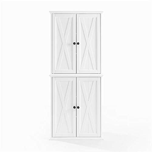 Crosley Furniture Clifton Tall Pantry, 2 Stackable Pantries, Distressed White-incomplete one pantry 