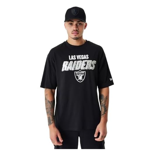 New Era - NFL Script Graphic OS tee LASRAI BLKWHI Las Vegas Raiders, Camiseta Masculino,
