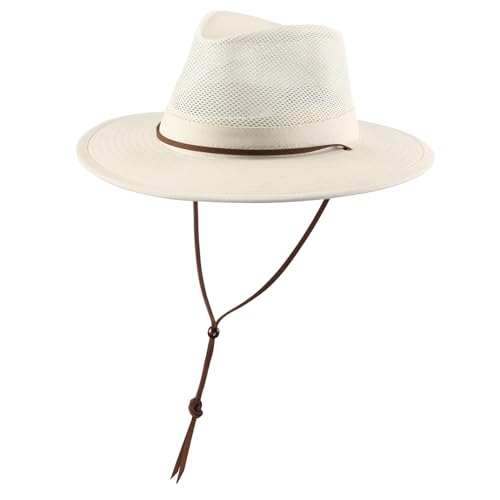 Image of Home Prefer Cotton Summer Fedora Hat Wide Brim Sun Hats for Men Women UPF 50+ Sun Protection Cap for Fishing Hiking