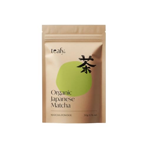 Teafy Organic Ceremonial Grade Matcha Green Tea Powder, 50g Authentic Japanese Origin From Shizuoka Japan, JAS and USDA Certified Organic, for cooking, baking, smoothies, lattes, 1.76oz/50g