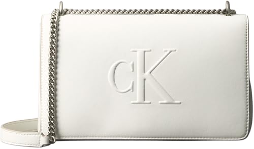 Calvin Klein Bolso bandolera Mujer Sculpted Flap con cadena, Blanco (Lily White), Talla Única Calvin Klein Bolso bandolera Mujer Sculpted Flap con cadena, Blanco (Lily White), Talla Única