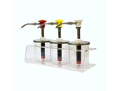 HOVICON SET 3 pz. RIEMPITRICE A LEVA INOX PER SALSE CON CONTENITORE IN PLEXIGLAS capacità lt.0,95