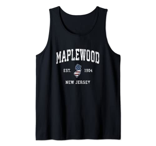 Maplewood New Jersey NJ Vintage Bandera Americana Diseño Deportivo Camiseta sin Mangas