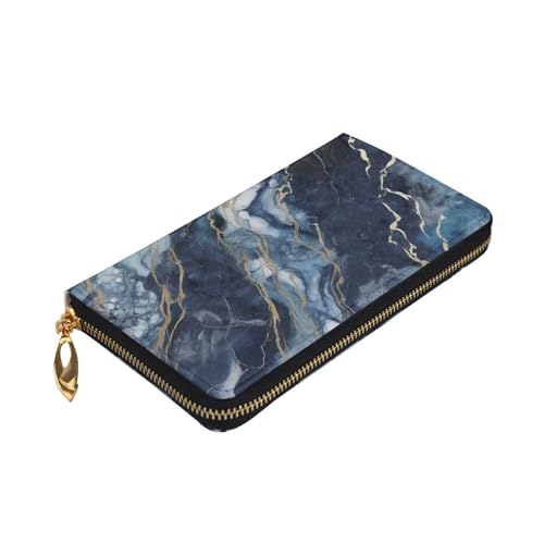 Marble Navy Blue Mixed Wallet For Women Men Clutch Rfid Blocking Leather Wallets Large Capacity Purse Credit Card Holder Money Case With Zipper Phone Holder Long Travel Purse3