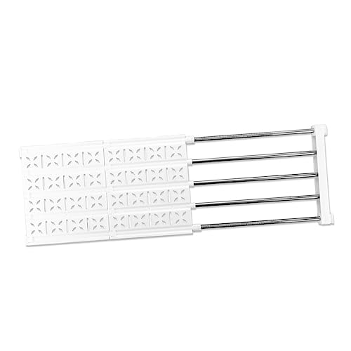 OUNONA Expandable Closet Shelf Dividers Adjustable Storage Rack for Wardrobe Organization No Tools Required Fits Plastic Steel Tube Design for Clothes Kitchen Bathroom Storage