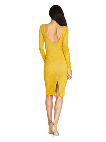 Mona Lace Body-Con Long Sleeve Dress, Canary, S #TOP3