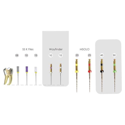 Image of NiTi Reciprocating Solo Gold Files 25mm Pack of 6 (Assorted Size=20-06, 25-08, 40-08, 50-05)