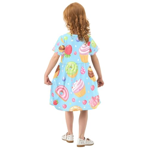 OREZI Girls' Summer Dress Short Sleeve Sweet Cupcakse Donuts Casual Dress Princess Dresses3