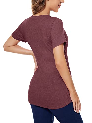 Liu & Qu Womens Maternity Nursing Tops Short Sleeve Breastfeeding Shirts Heather V Neck Clothes #TOP4