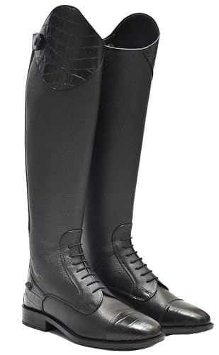 Botas de equitación negras de cuero de caña extra corta en talla EU40 2
