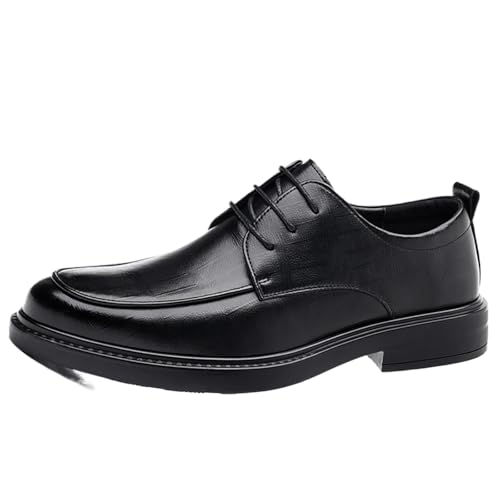 Mens Vintage Leather Oxfords Lace Up Formal Dress Casual Work Shoes， Comfort Brethable Lace-up Handmade Wingtip Shoes for Business