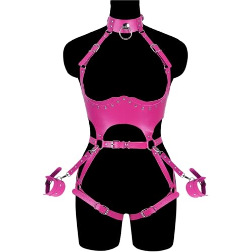 Image of Women Punk PU Leather Body Waist Belt Bodysuit Bondage Body Harness Belt Lingerie Leg Garter BDSM