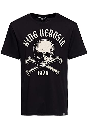King Kerosin Camiseta clásica para hombre | Corte regular | Estampado Monster | Algodón puro 1979, Negro , L