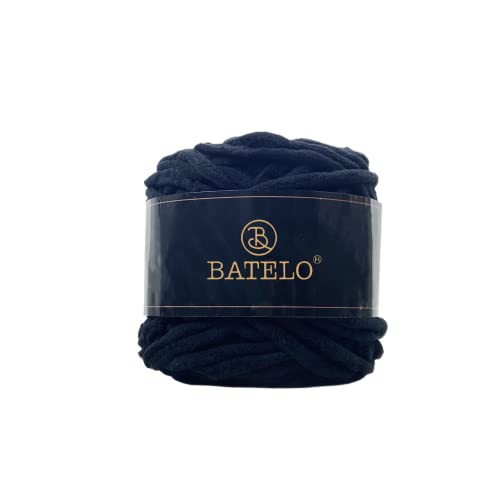 Batelo Soft Chenille Yarn, Blanket Yarn For Hand Craft & Crochet Project - 50Yds, 100G - Black #TOP1