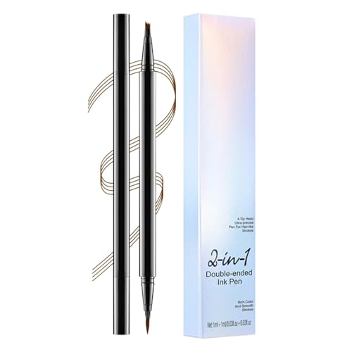 Pen De Llenado De Cejas, Pluma De Ceja Líquida | Lápiz De Cejas Líquidas De Doble Extremo,Suministros De Belleza Portátiles, Pluma De Contorno De Cejas De Larga Duración Para Mujeres Y Niñas