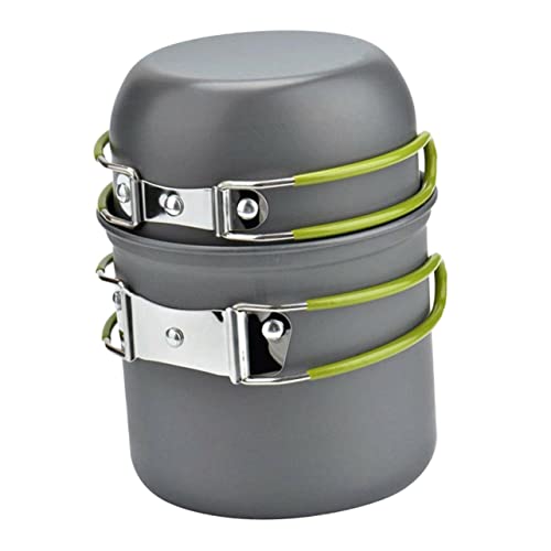 VINTORKY 1 Set Portable Camping Cooking Tool Set for People Non Stick Pot Bowl Spoon Fork Accessories Lightweight Grey Outdoor Cookware for Picnics Hiking