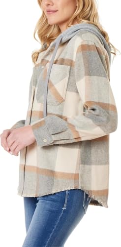 WallFlower Casual Fleece and Plaid Shackets Jackets Juniors for Women, Soft Button-Down2