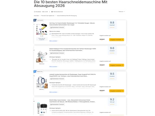 2x Scherkopf, Haarschneider Staubsauger 2 in 1 Haare Schneiden Saugen mit Absaugsystem Hair Easy Cut