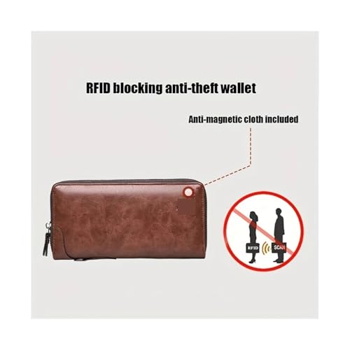 wallet Men's Long Zipper Wallet High Mass Pu Leather Wallet Men Blocking Business Clutch Bag Credit Card Holder Purse Fit For MAN Portable(No LOGO black)4