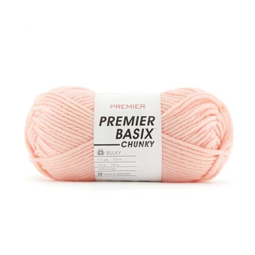 Premier Yarns Basix Chunky Yarn, Perfect for Crafting Quick Projects, Bulky Weight, Acrylic Yarn, Apricot, 3.5 oz, 117 yards