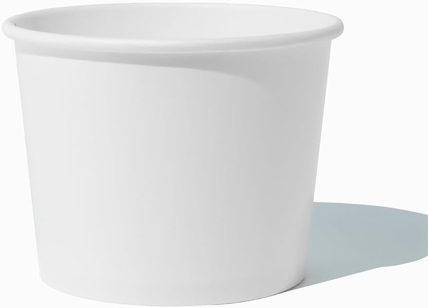 UNIQ 12 oz Solid White Ice Cream Cups – Large Disposable Dessert Cups for Ice Cream Frozen Yogurt & Gelato – Paper Food Cups Leak Resistant – Bulk 1000 Pack for Party Catering & Business