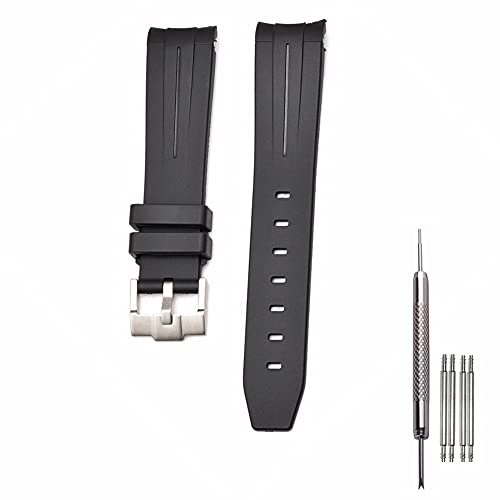 LaTool Silicone Rubber Watch Band Strap Replacement- 20mm/21mm Watch Band Strap Compatible with Omega/Seamaster 300/Rolex/Black Green Water Ghost/Daytona/Concas Watch