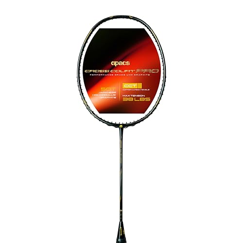 Image of APACS Cross Court Pro (4U)| 50T Carbon Fibre | T-Throat | Copper Fuse Tech for Reduces Vibration | (38LBS) Made in Vietnam Badminton Racket with Cover (for Pros)