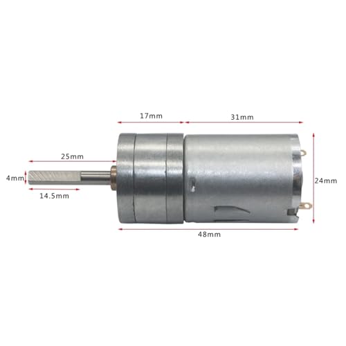 Motorreductor 25GA370 de gran torque y baja velocidad 12V con rotación inversa 6