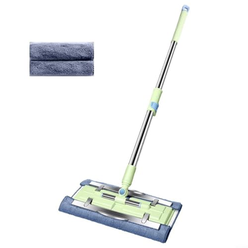 HavenDomicile Fregona plana para el hogar con almohadillas desechables Mopa de microfibra absorbente lavable para baldosas Pisos de mármol laminado de madera Mango ergonómico ligero (verde)