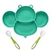 Vicloon Piatto per Bambini, Piastre per Neonati in Silicone Antiscivolo, Tovaglietta per Bambini Piastra Divide con Forte Aspirazione, Piatto Pappa Neonato con forchetta e cucchiaio, Forma di Ape