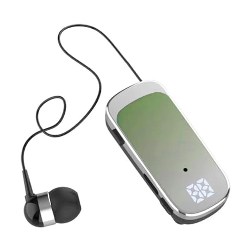 Retractable Wireless Headset, Headphone V5.2 Stereo Wireless Earpiece Business Headphones, Clip on Earbud Compatible with Smart Cell Phones Tablet Pad PC Laptop (Gradient Green)