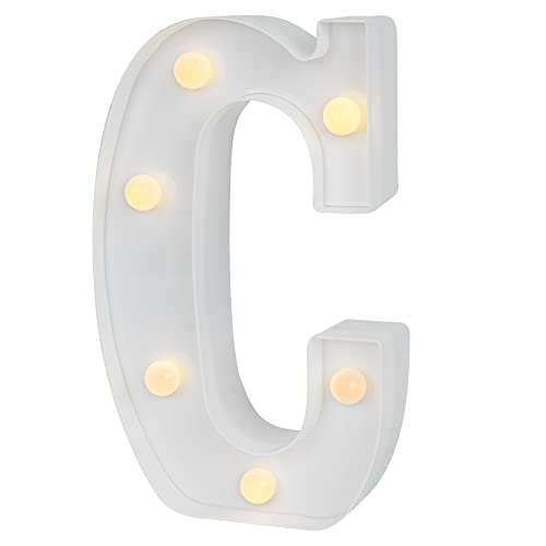 Image of Restaurantware Illumify 5.2 x 1.2 x 8.7 Inch Light Up Letter 1 Durable Marquee LED Light - Letter C Touchproof White Plastic Party Light Keyhole Slot For Parties Weddings Or Special Events