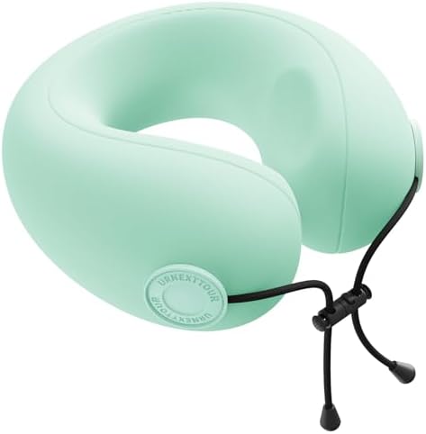 Travel Neck Pillows for Airplane Adults, Memory Foam Neck Support Travelling Pillow with Washable Cotton Pillowcases and Storage Bag, for Car, Train, Flight, Office and Home Use Adult Green