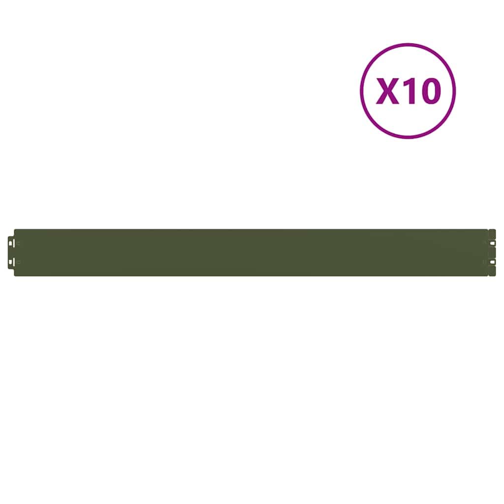 10 bordes de césped verde oliva 10 x 103 cm de acero laminado en frío para bordes flexibles de jardín, sistema de conexión sencillo sin herramientas, ideal para delimitar caminos