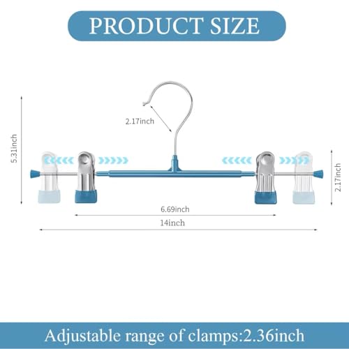HWAJAN 14 Inch Pants Hangers with Clips Skirt Hangers, 20 Pack, Blue by HWAJAN - Used condition - Image 6