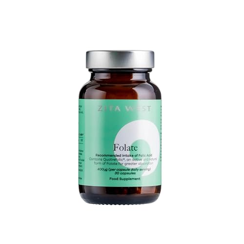 Zita West Premium Folate (L-Methylfolate) 400g - Quatrefolic Formula for Pre-Conception & Pregnancy - 30 Vegan Capsules