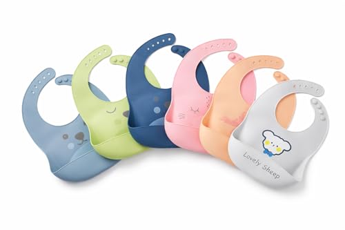 Image of SAFE-O-KID Premium Silicone Baby Bib - Lightweight, Foldable, Non-Toxic Bib with Spill-Proof, Adjustable, Soft, BPA Free Easy-to-Clean Feeding Bib for toddlers - Assorted