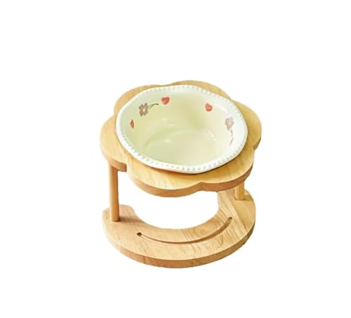 Sadior 猫用ボウル 猫用セラミックボウル 高さのある木製スタンド 頸椎保護 犬用フードボウル 猫用フードボウル 転倒防止ペットボウル