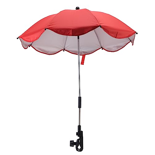Ombrelle pour poussette 14 pouces avec pince flexible et toile rouge protectrice